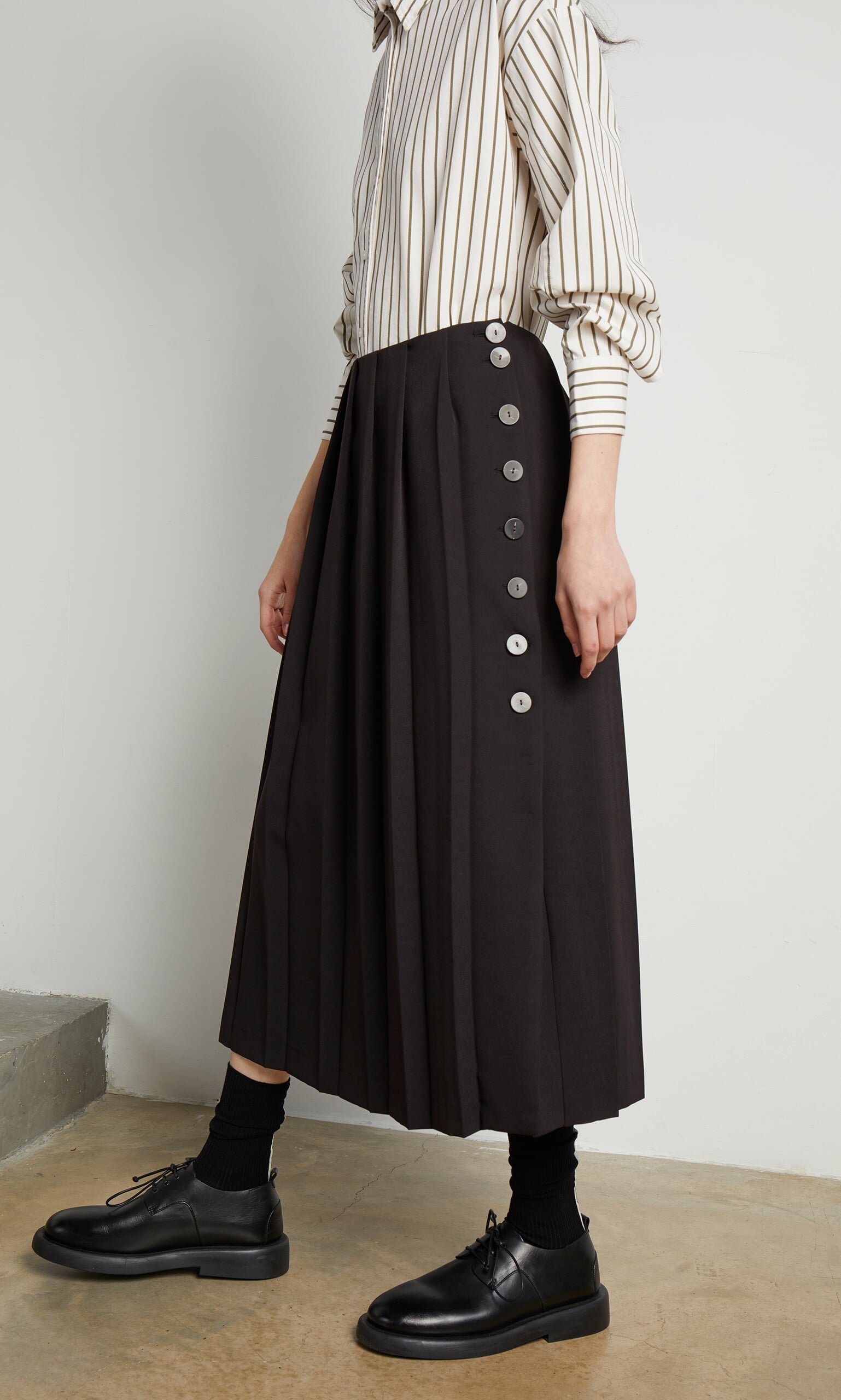 Pleat & Button Skirt