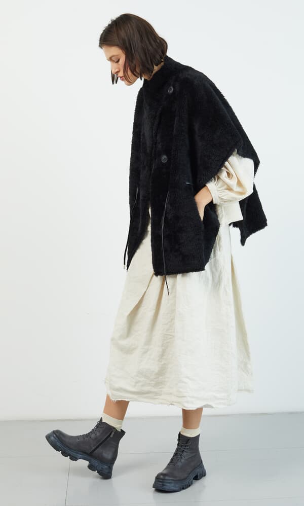 Shearling Cape - Black