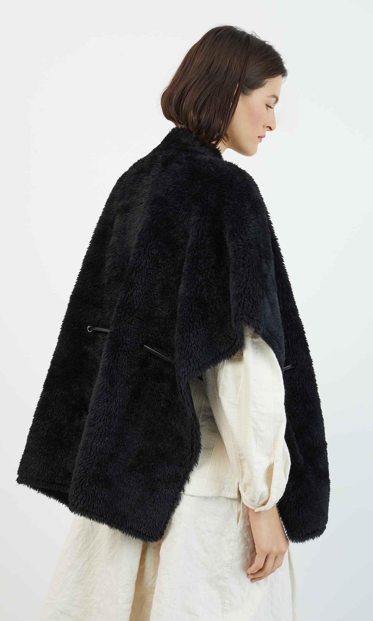 Shearling Cape - Black