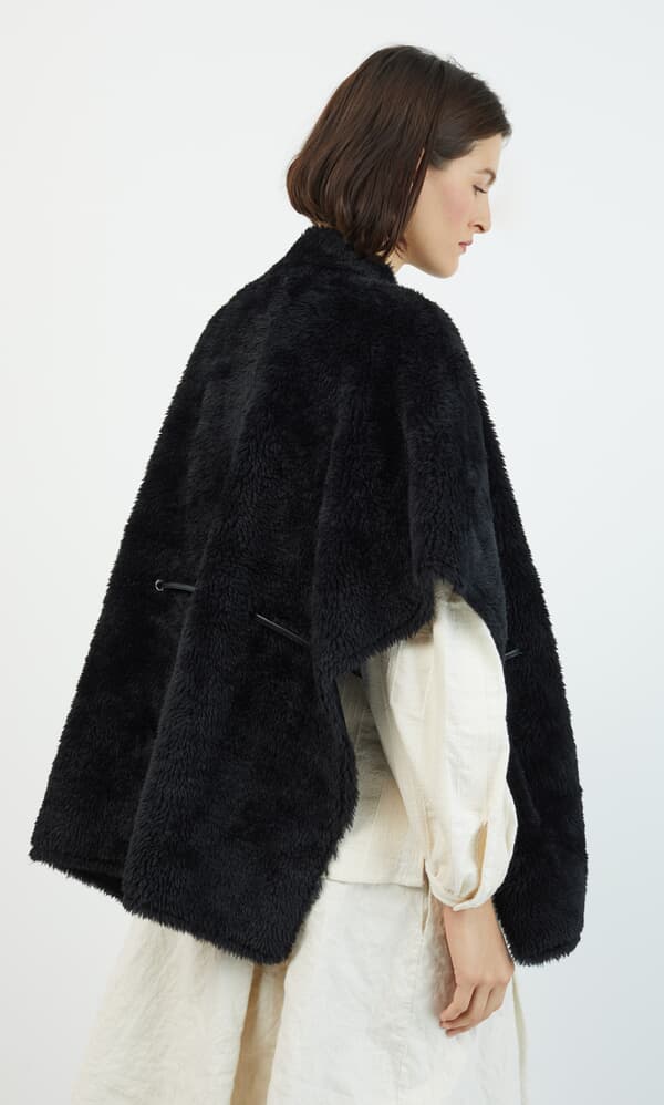 Shearling Cape - Black