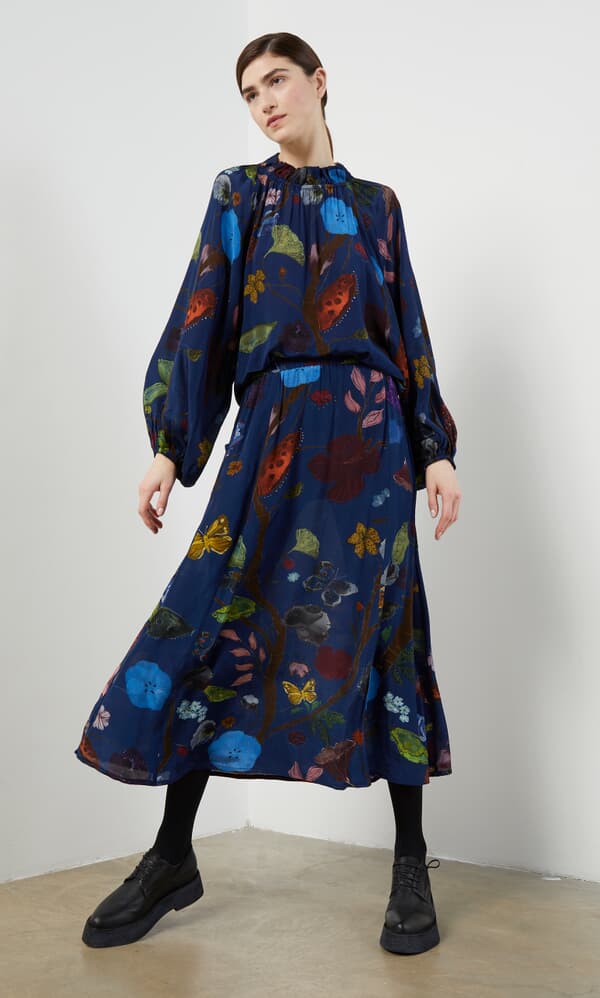 Blue Floral Skirt