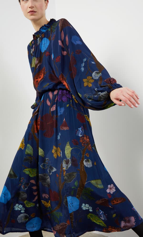 Blue Floral Skirt