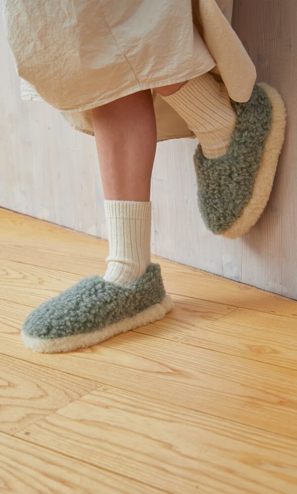 Wool Slippers - Minty