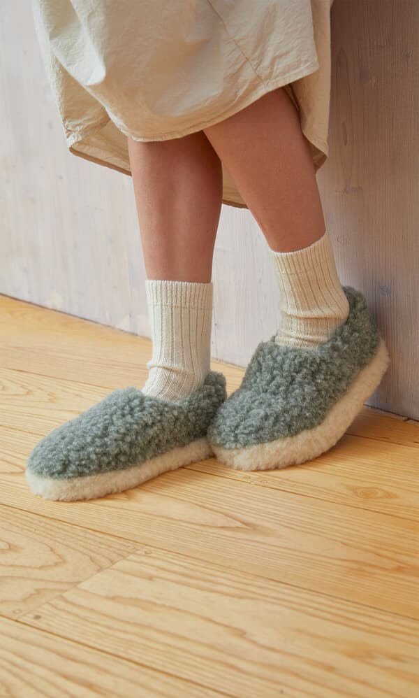 Wool Slippers - Minty