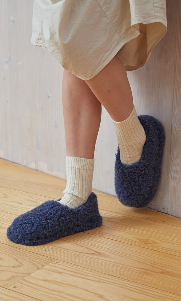 Wool Slippers - Navy