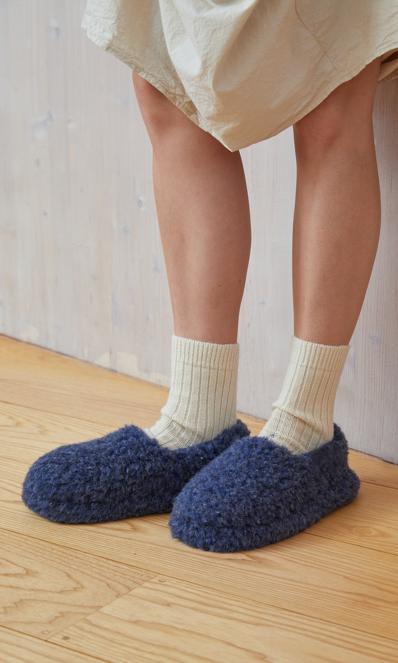 Wool Slippers - Navy