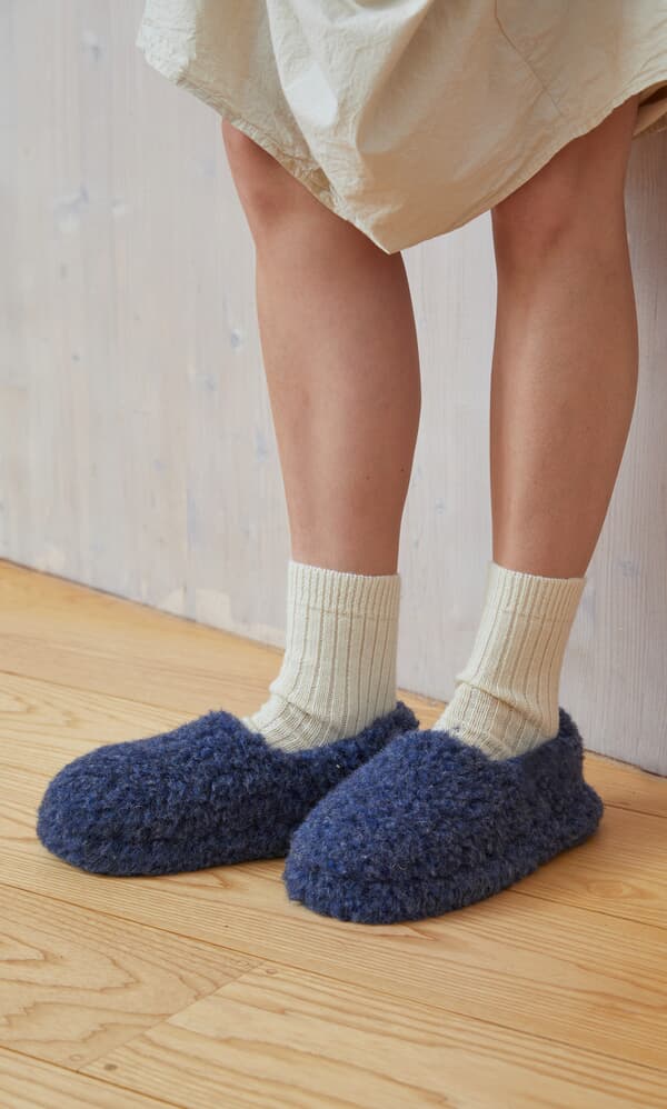Wool Slippers - Navy