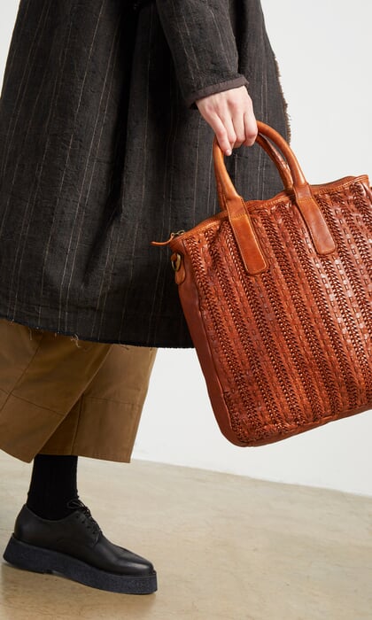 braided leather tote