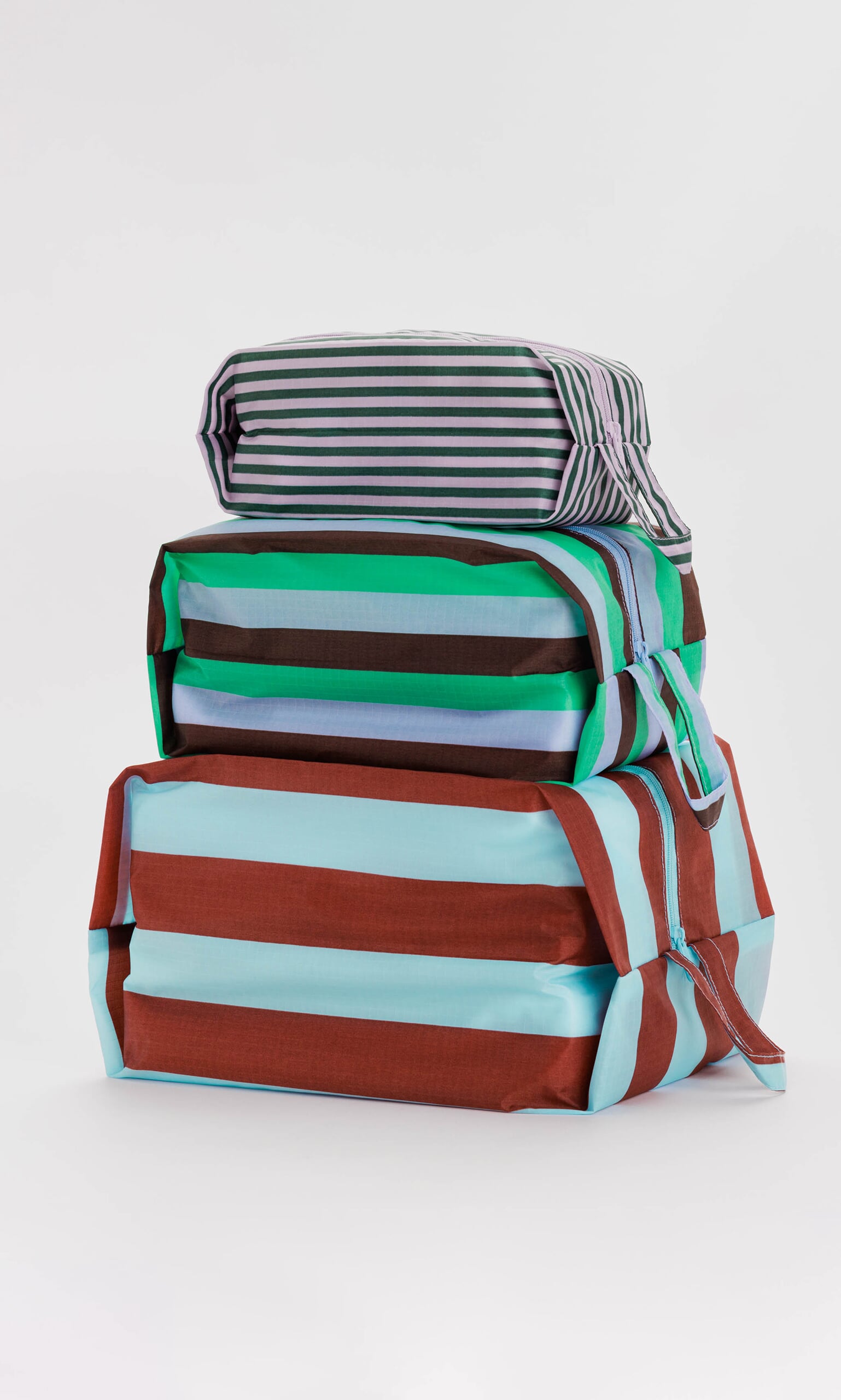 Striped Travel Bags Set of Three Pl mo Ltd