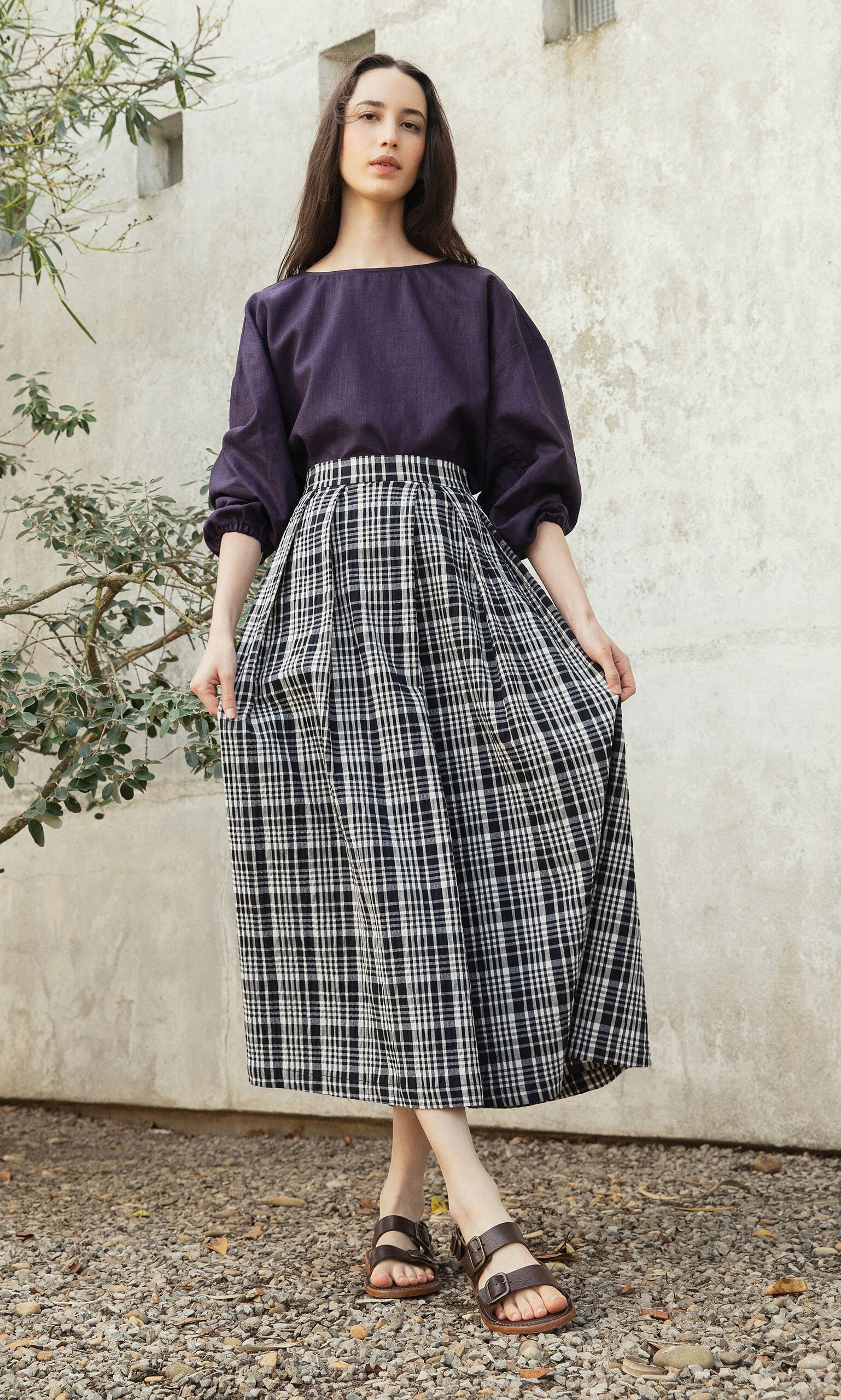 Plaid Check Skirt Plumo Ltd