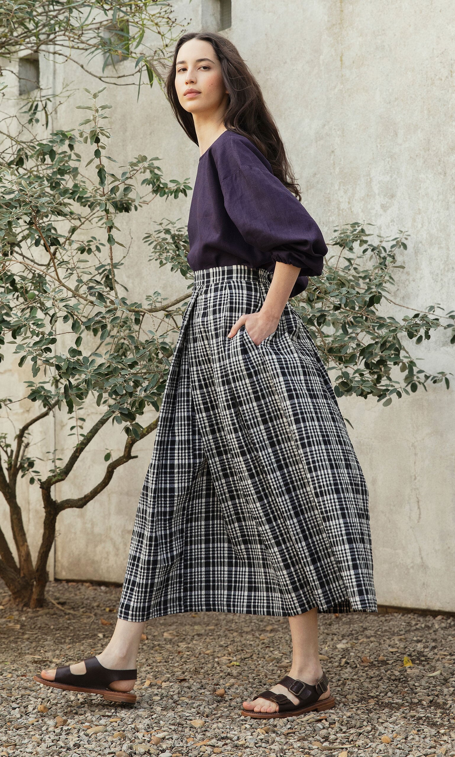 Plaid Check Skirt Plumo Ltd