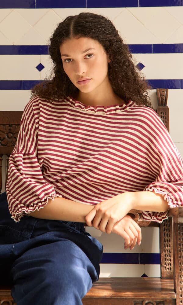 Ruffle Stripe Top