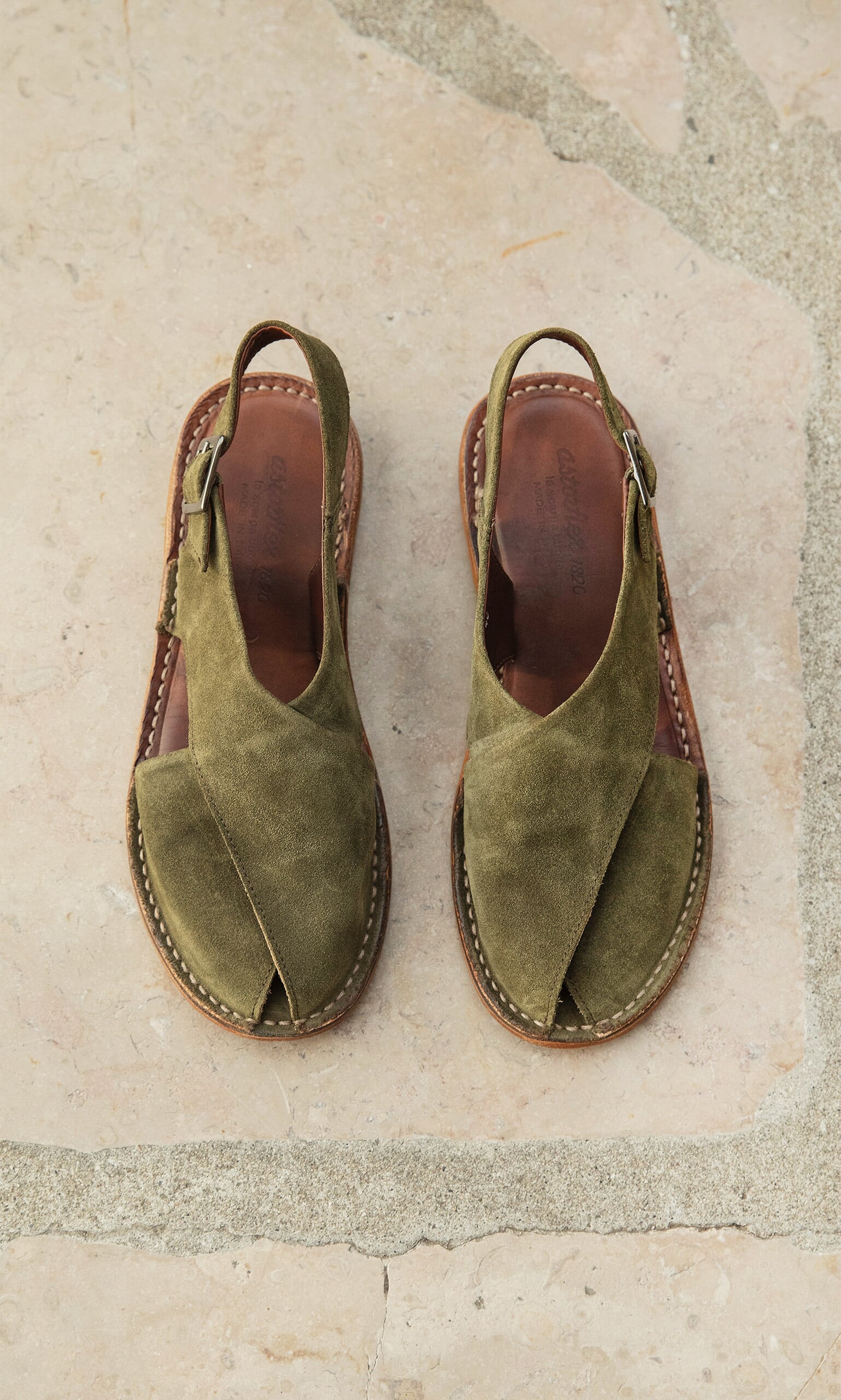 Olive green hot sale suede sandals