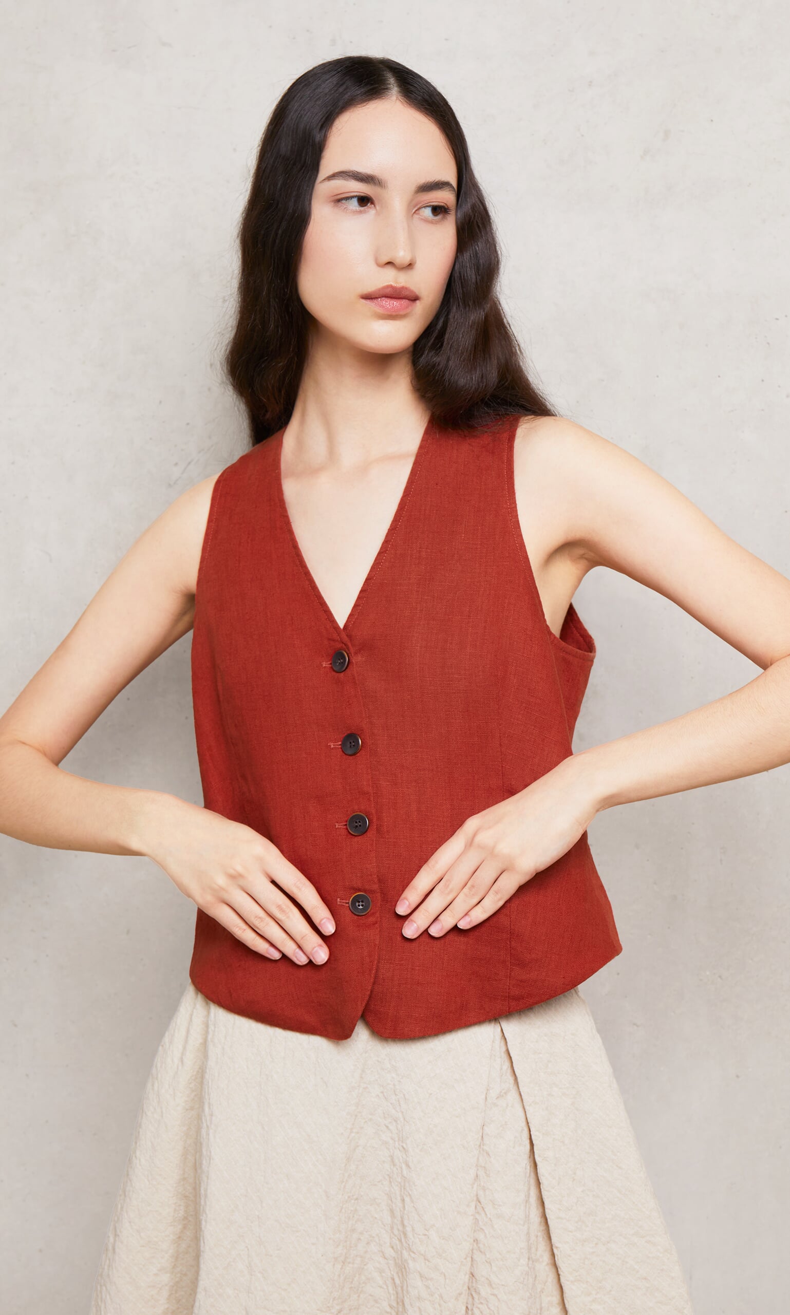 Frida Waistcoat - Tomato Red