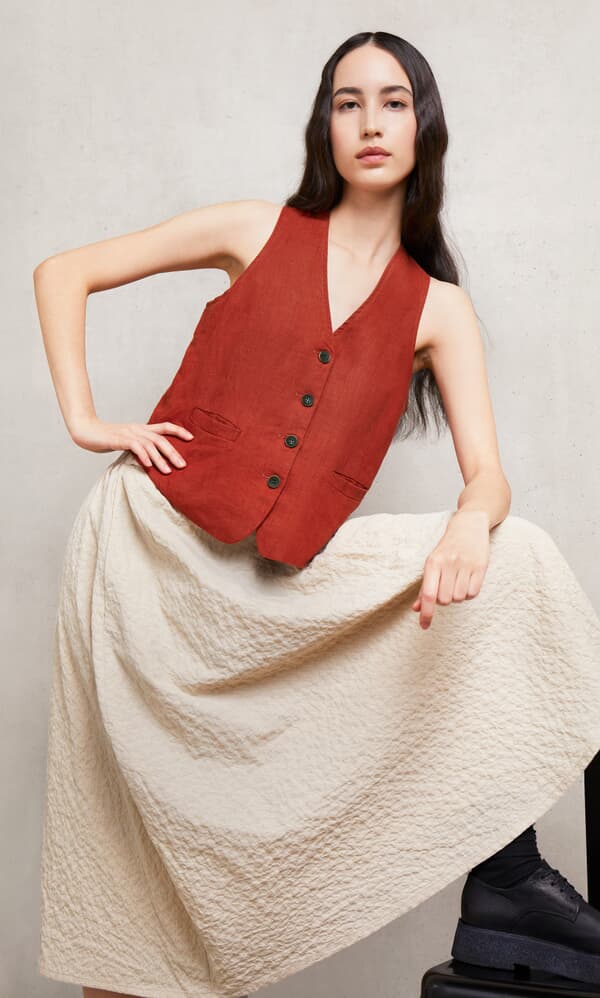 Frida Waistcoat - Tomato Red