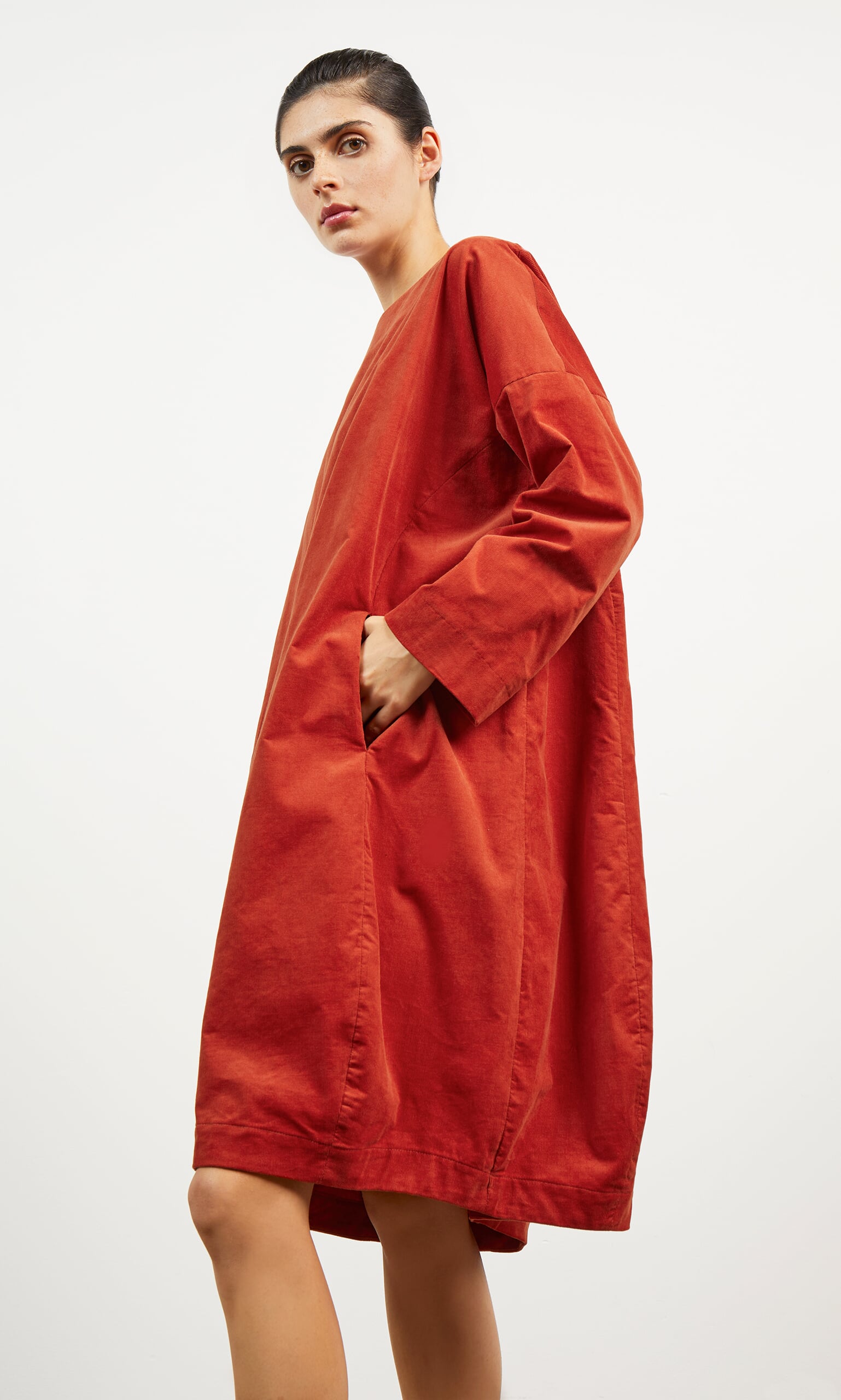 Rae Cord Dress - Cayenne