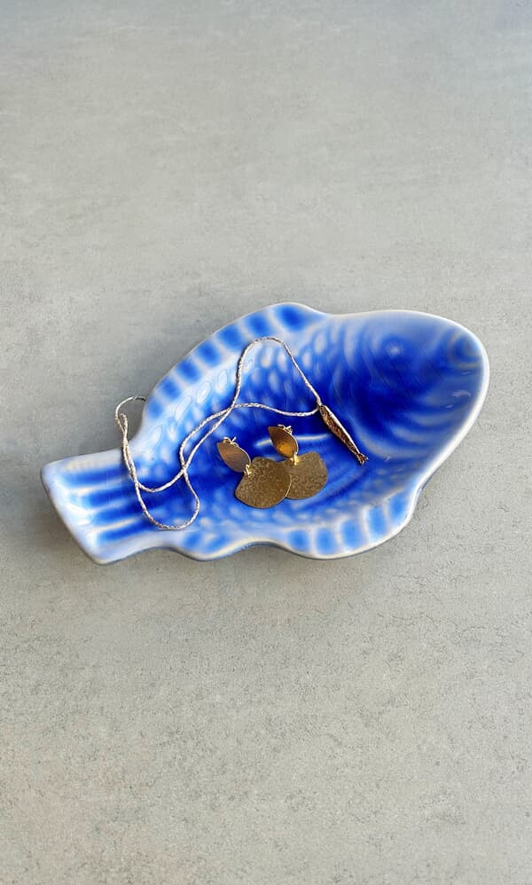 Stoneware Fish Plate - Cobalt