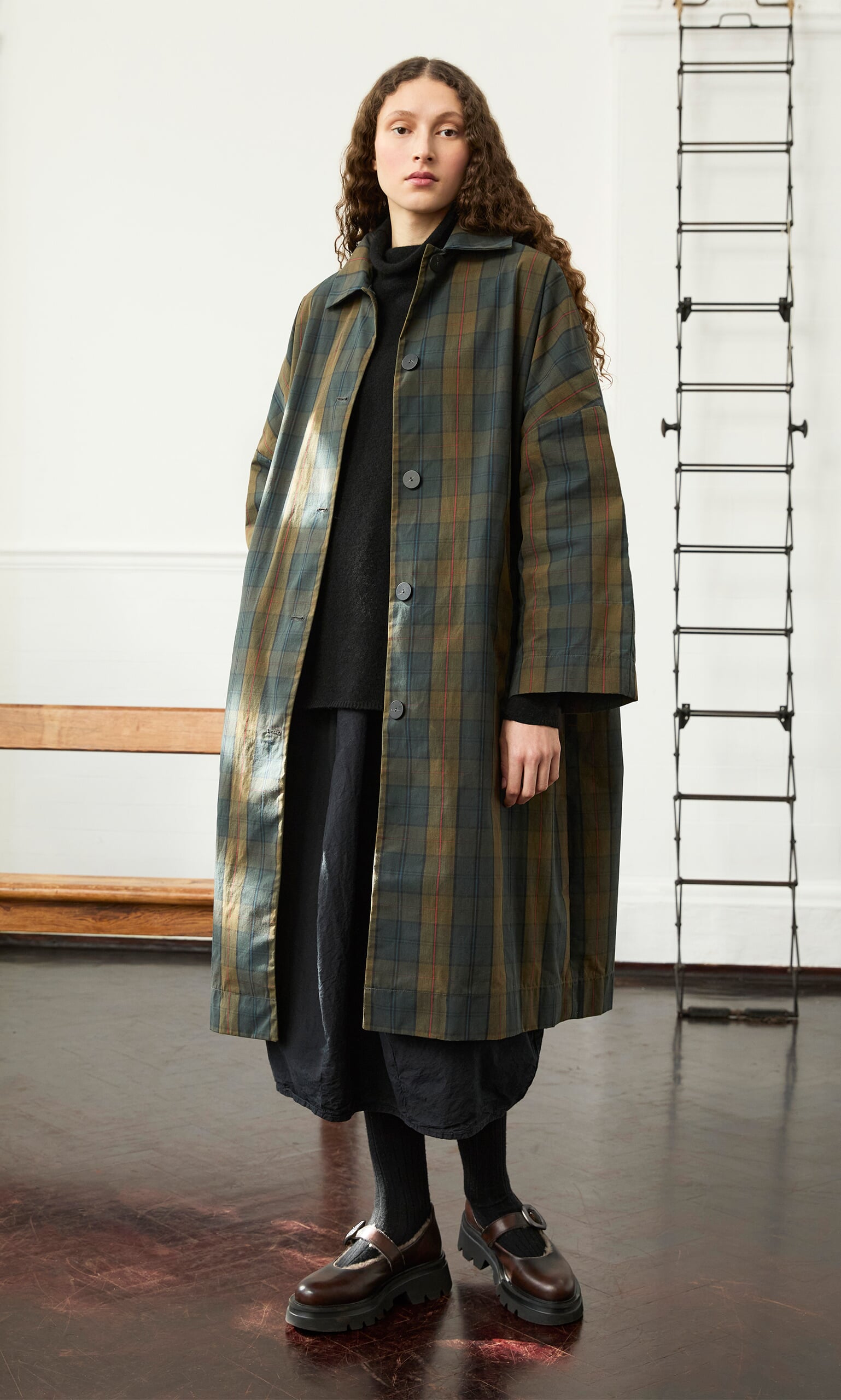 Doherty Waxed Coat Tartan Plumo Ltd