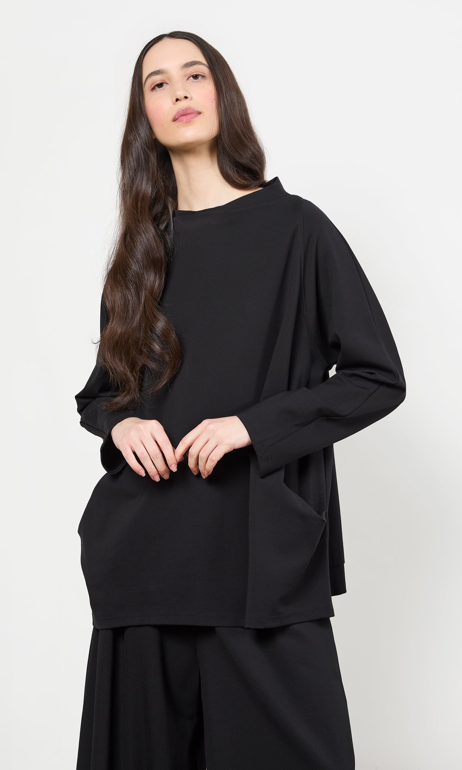 Black Funnel Neck Jumper - Plümo Ltd