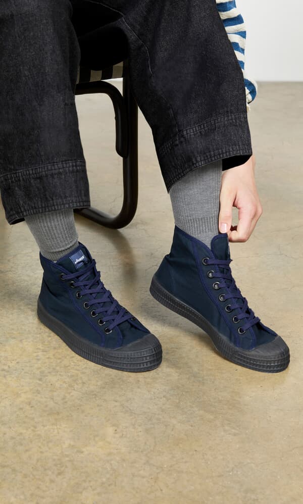 High Top Trainers - Navy Wax