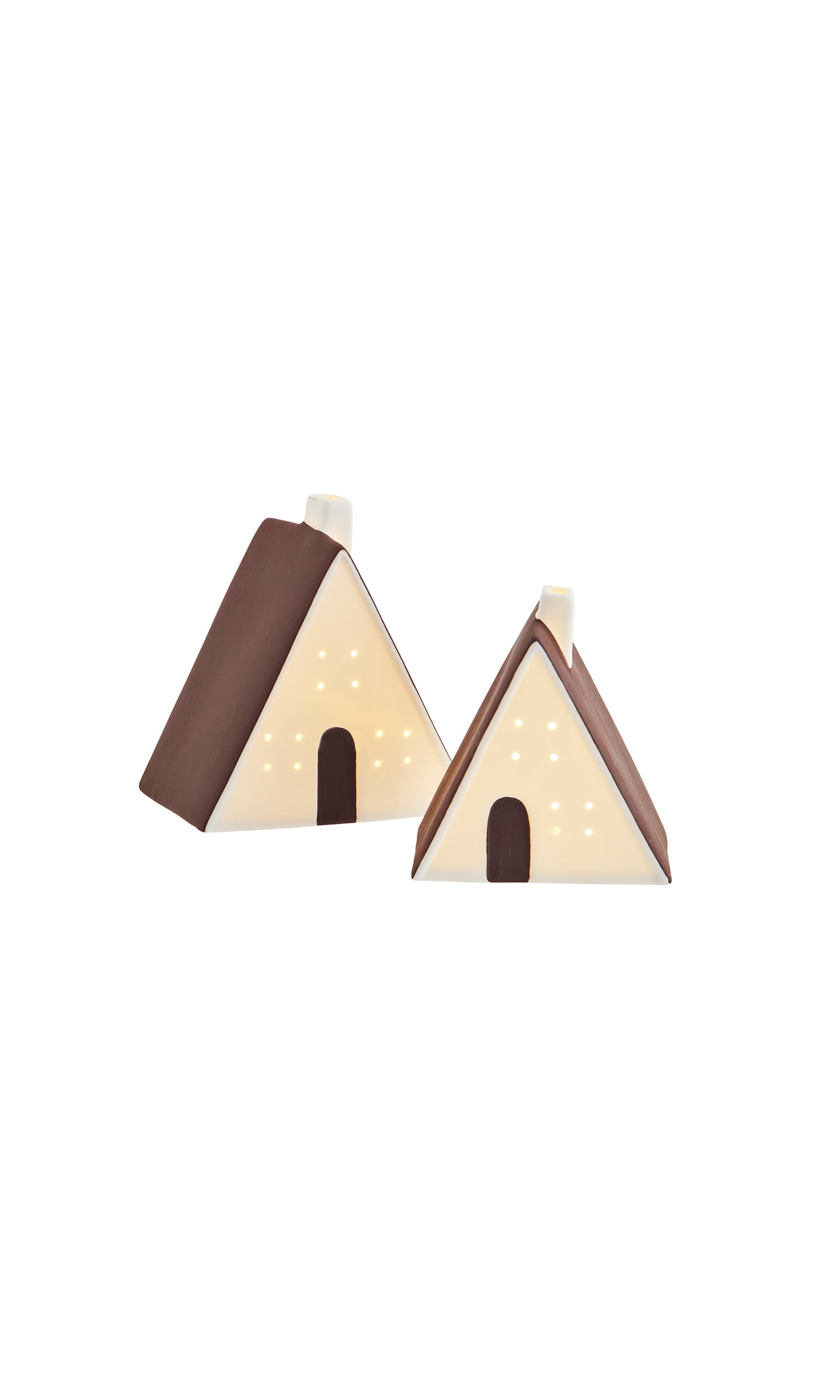 Porcelain Light up Cottages (Set of 2 / Pitched roof)
