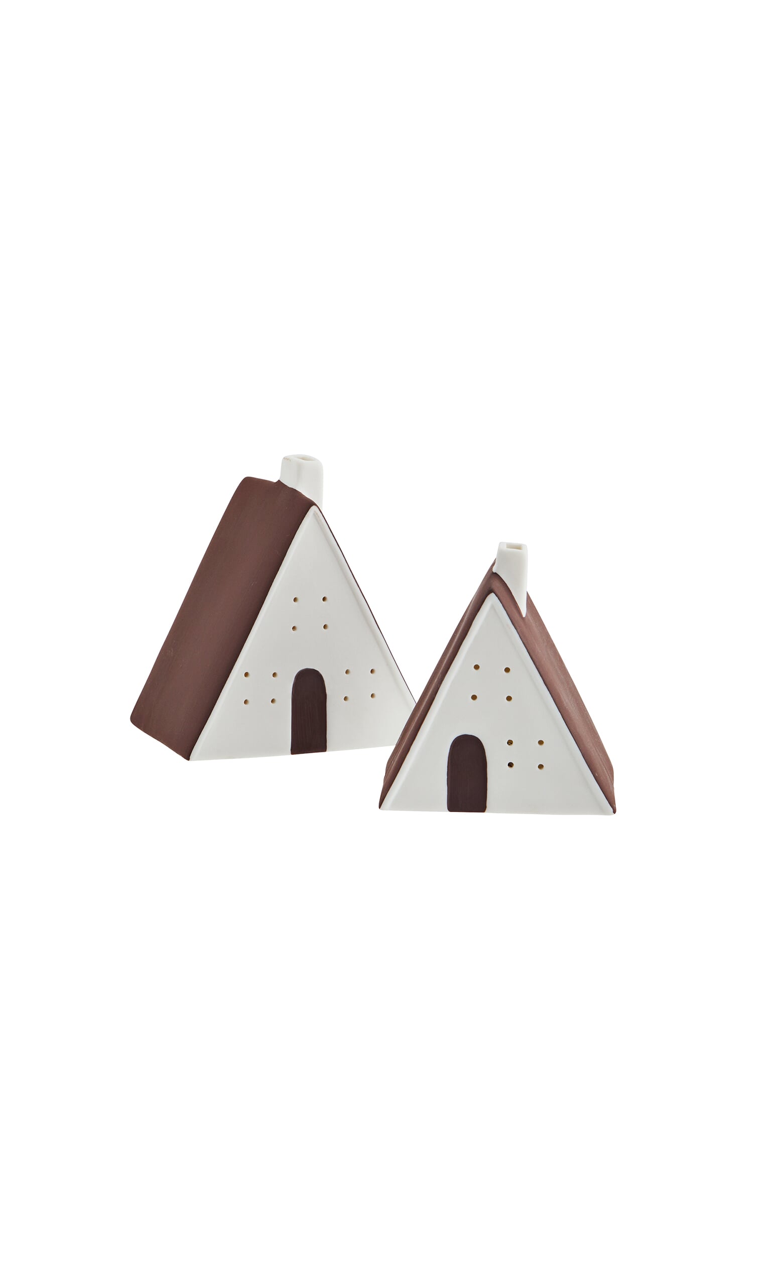 Porcelain Light up Cottages (Set of 2 / Pitched roof)