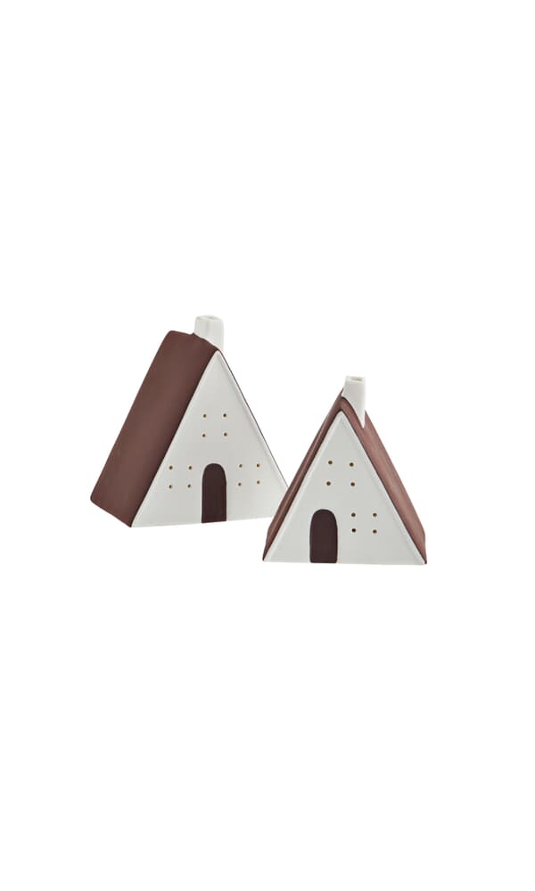 Porcelain Light up Cottages (Set of 2 / Pitched roof)