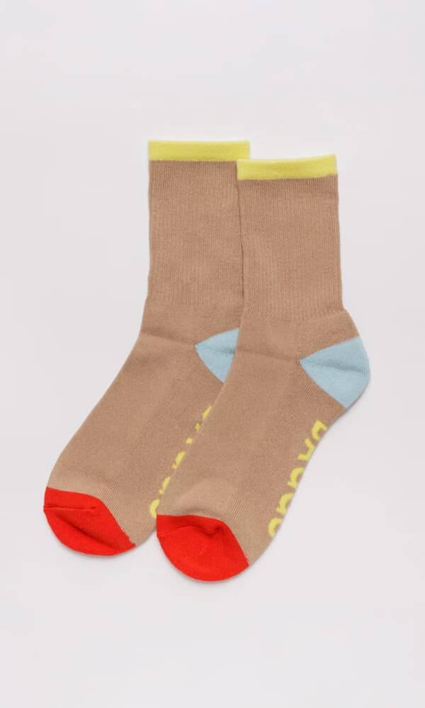 Beige Colourblock Socks