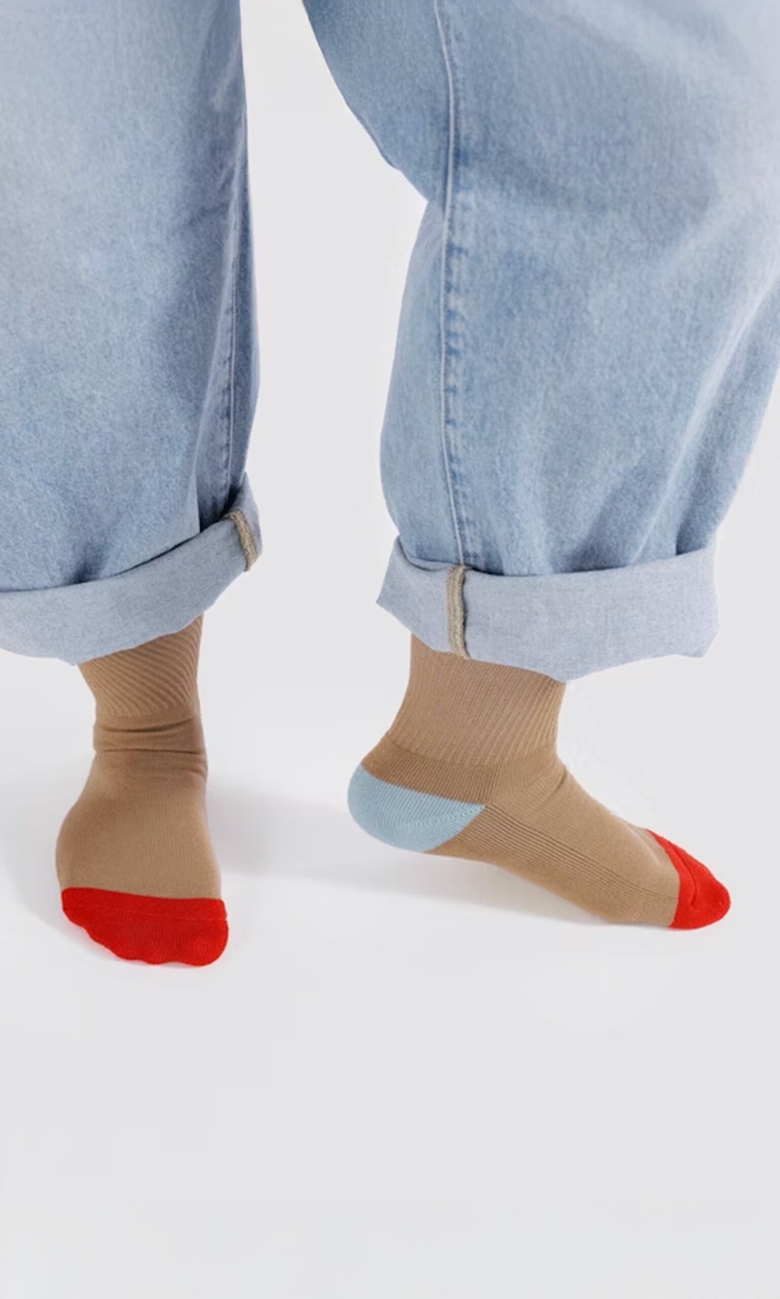 Beige Colourblock Socks