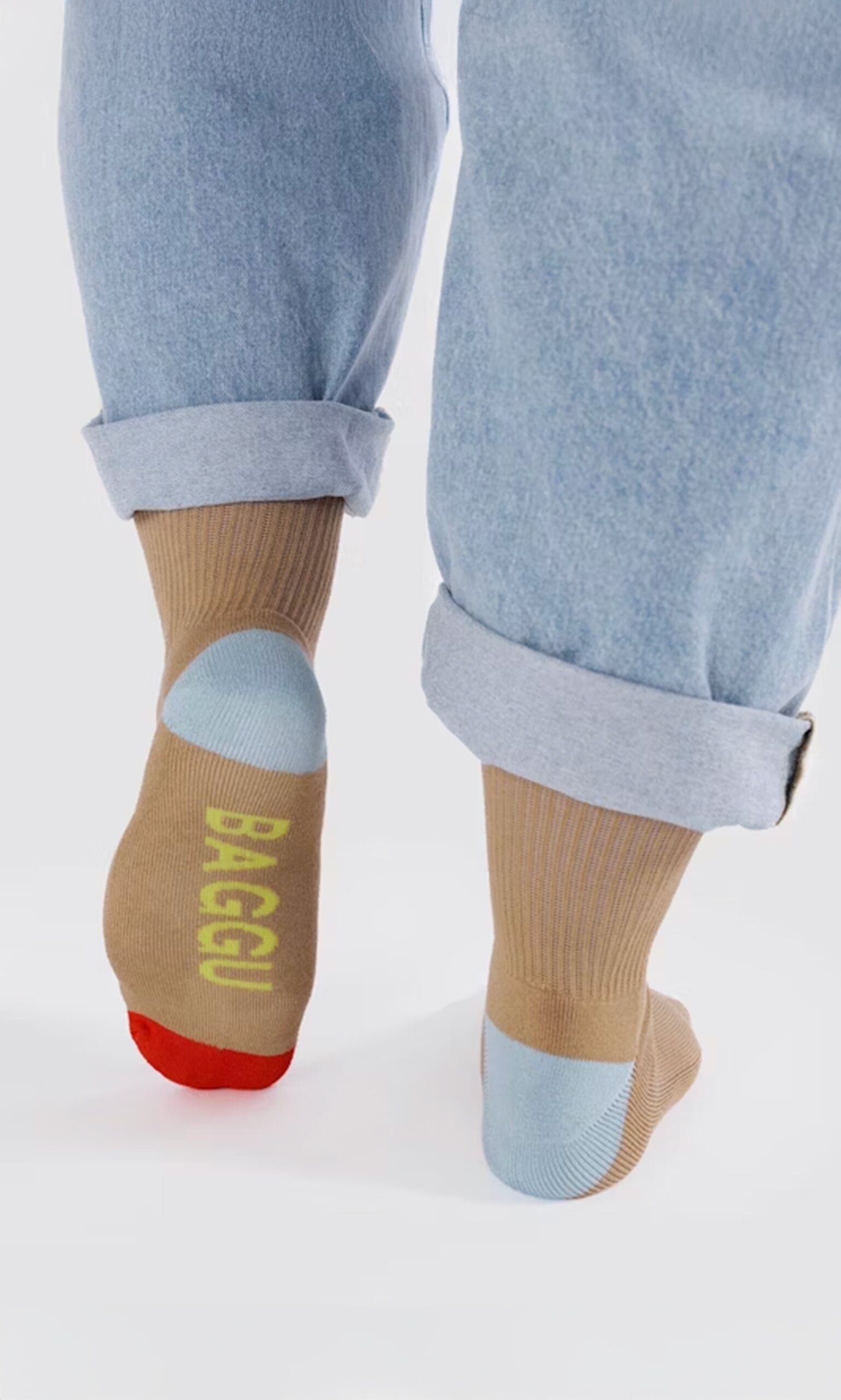 Beige Colourblock Socks