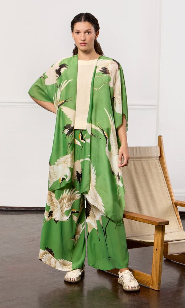 Green Stork Kimono