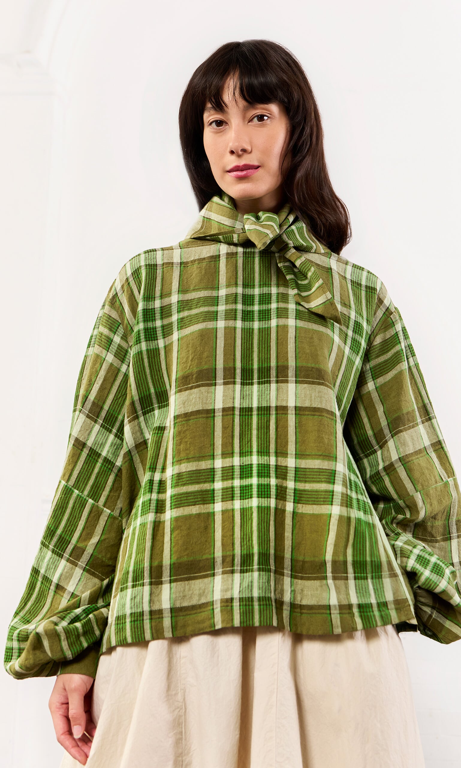 Gail Blouse - Green Tartan