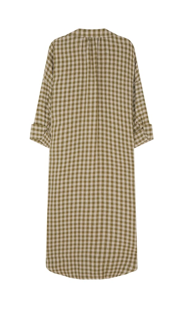 Artist Linen Dress - Olive Gingham