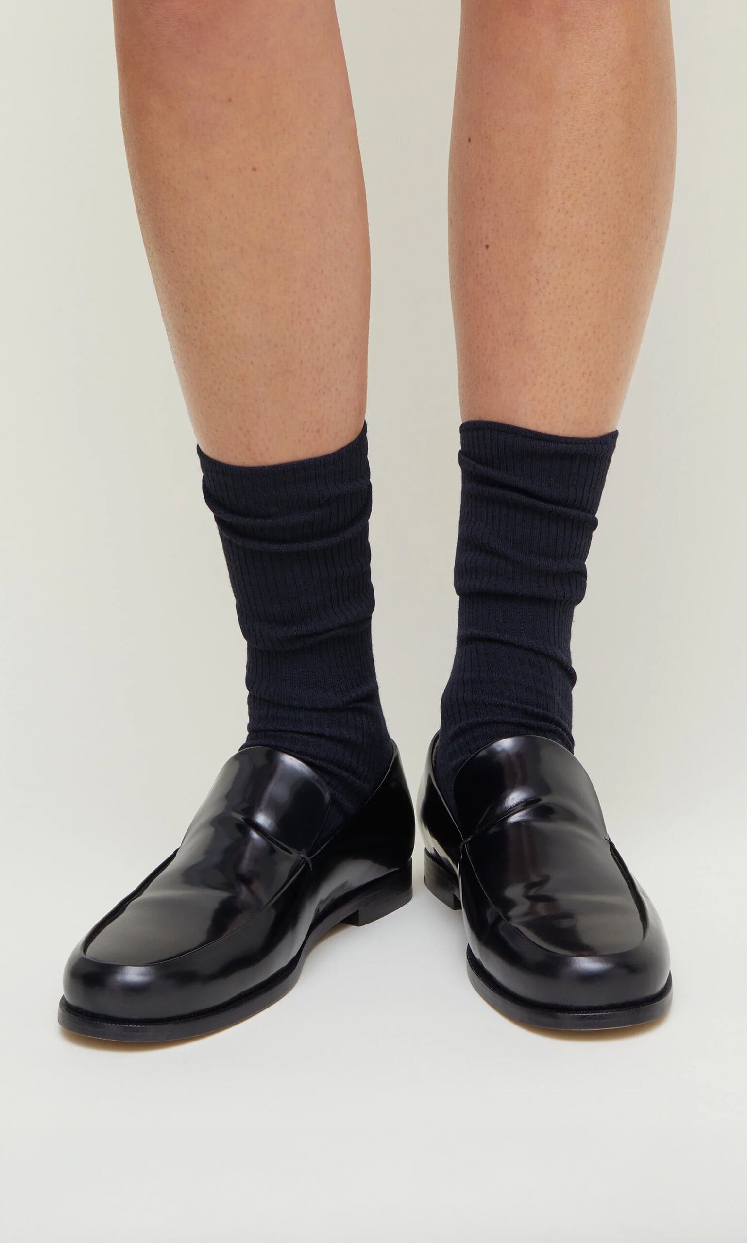 Navy Rib Socks