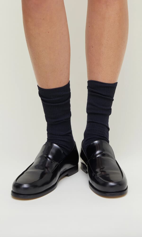 Navy Rib Socks