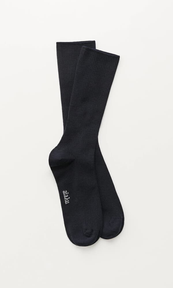 Navy Rib Socks