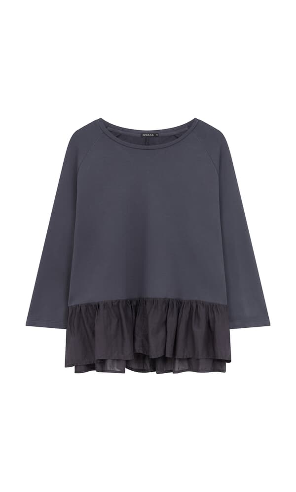 Grey Ruffle Top