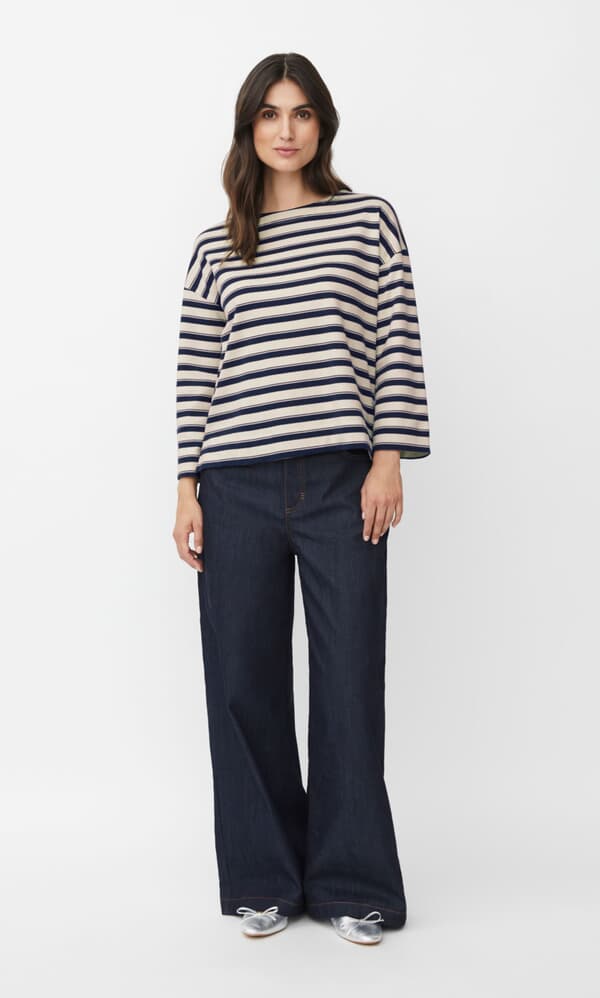 Navy Breton Top