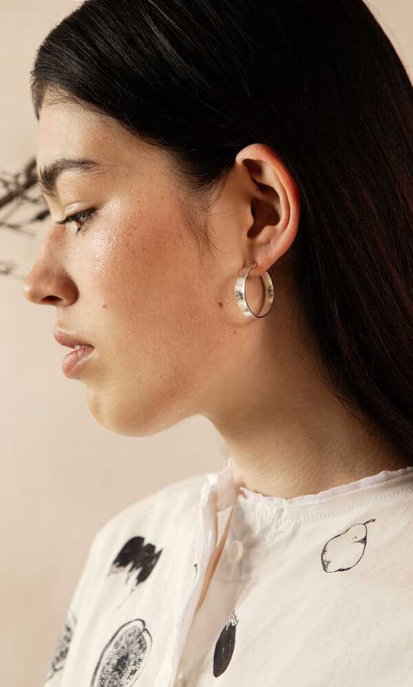 Silver Pebble Hoops