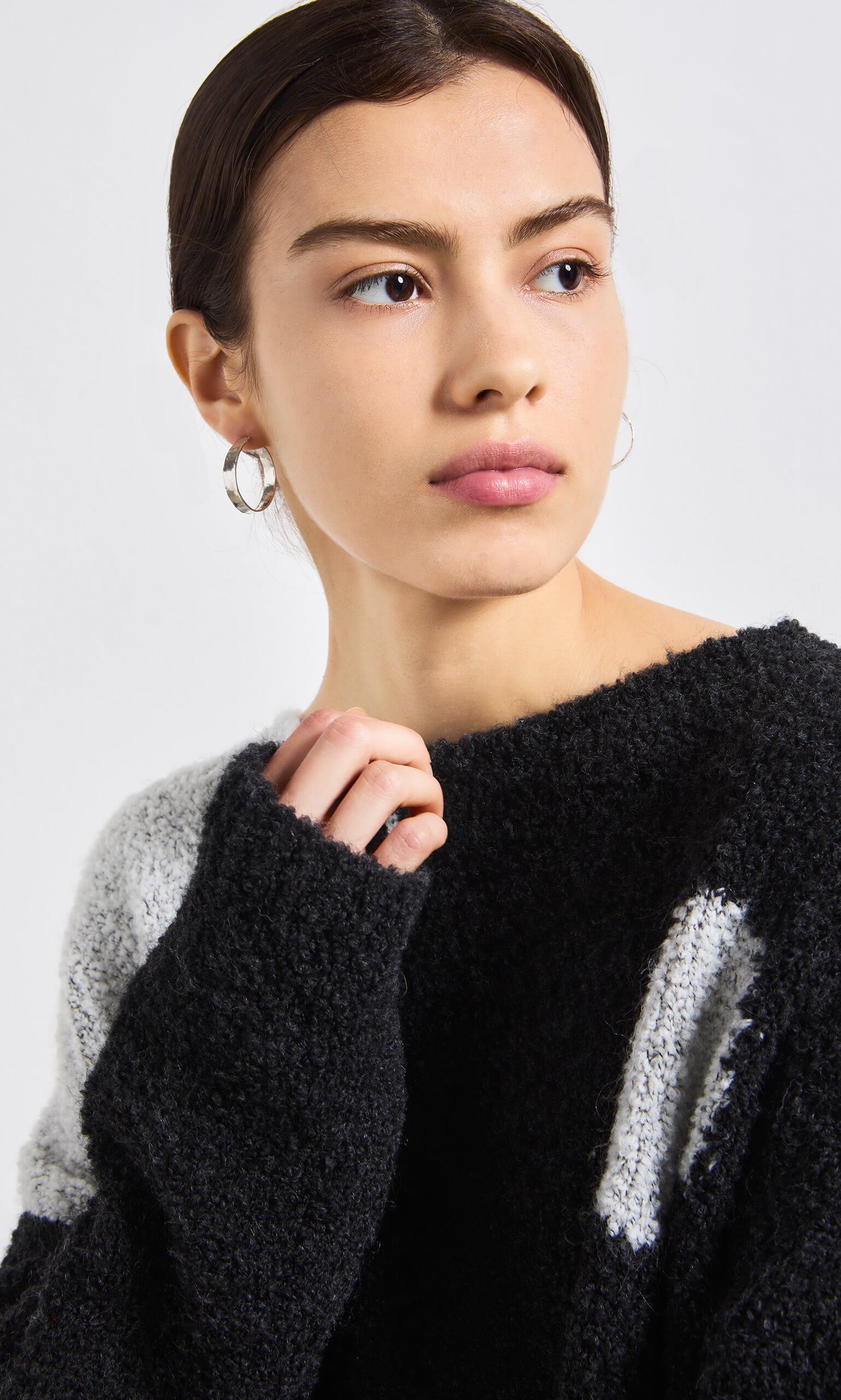 Silver Pebble Hoops