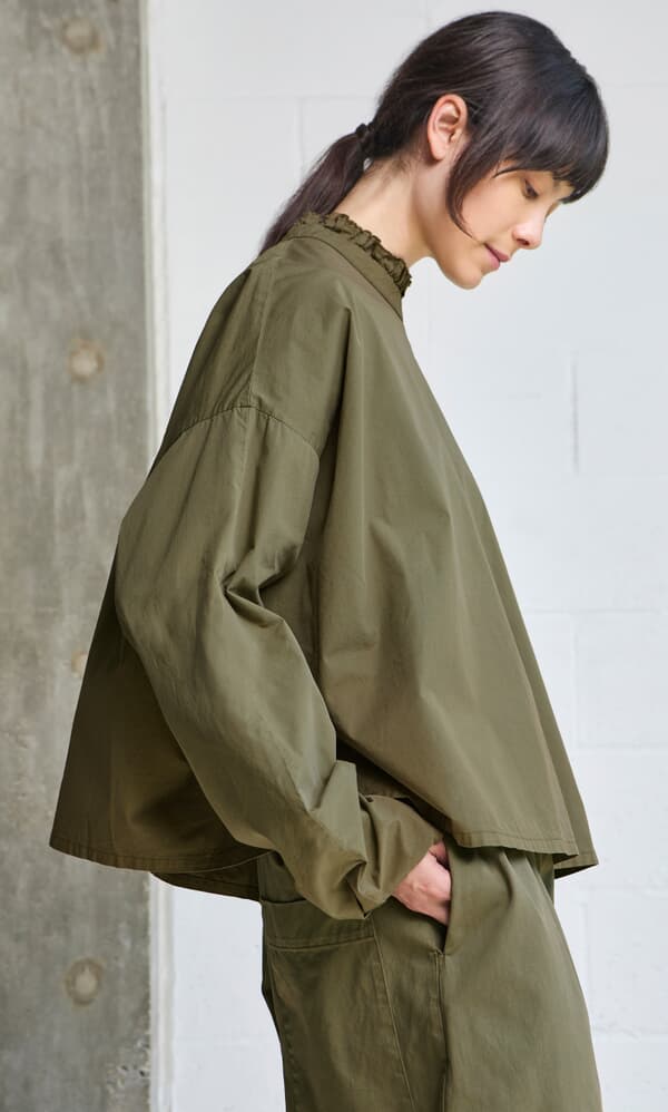Olive Ruffle Blouse