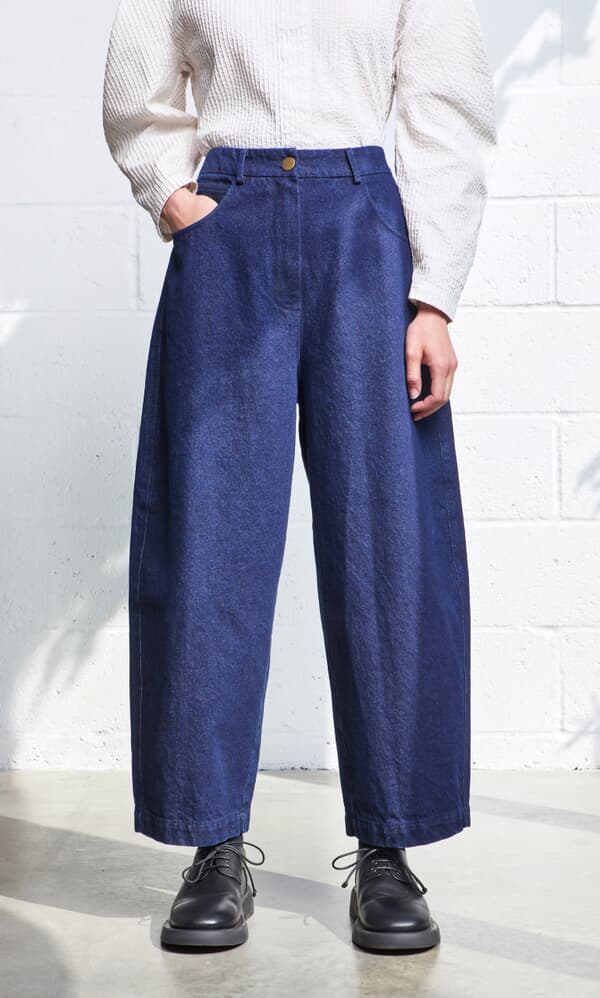 Indigo Barrel Pants