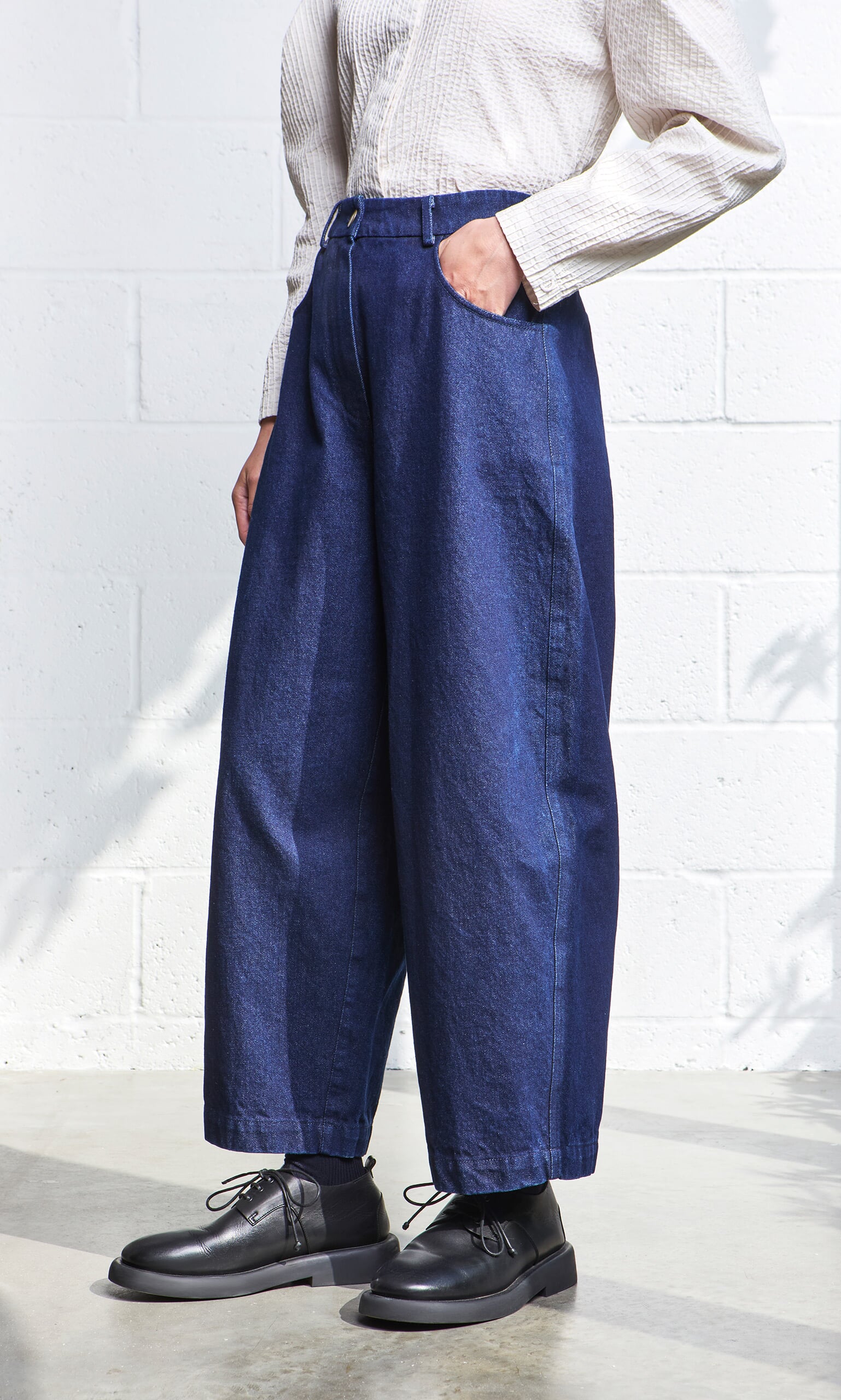 Indigo Barrel Pants