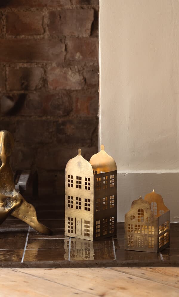 Brass House Candle Holder
