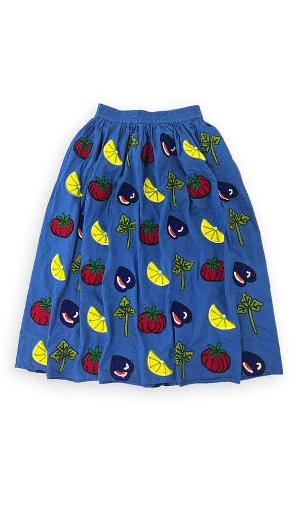 Colbalt Embroidered Skirt 