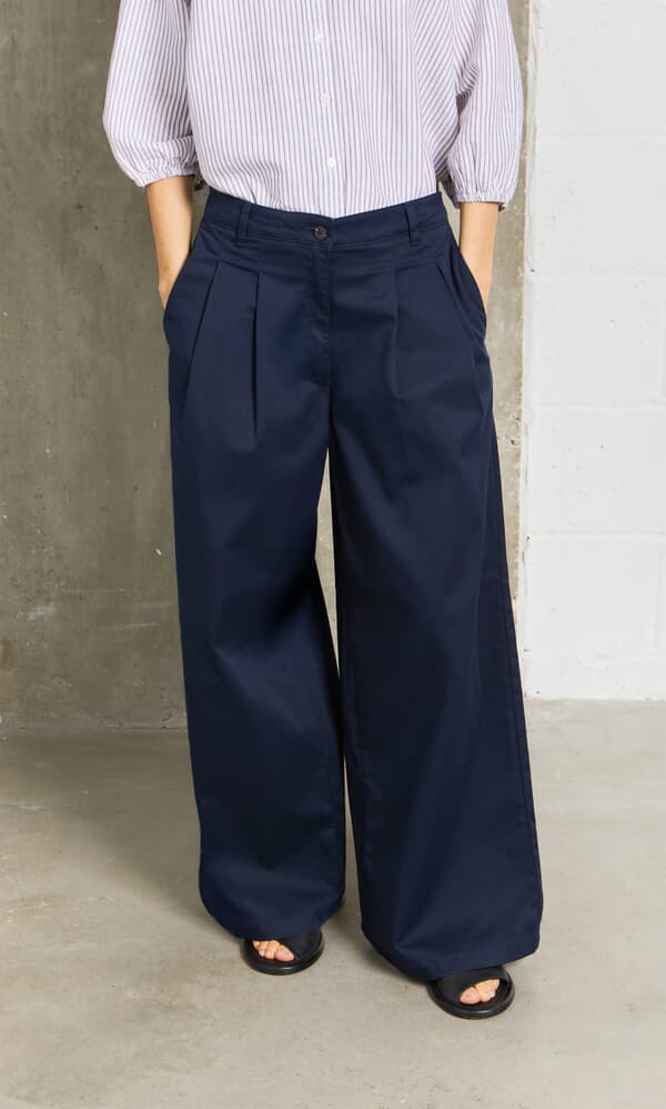 Wide Navy Chinos