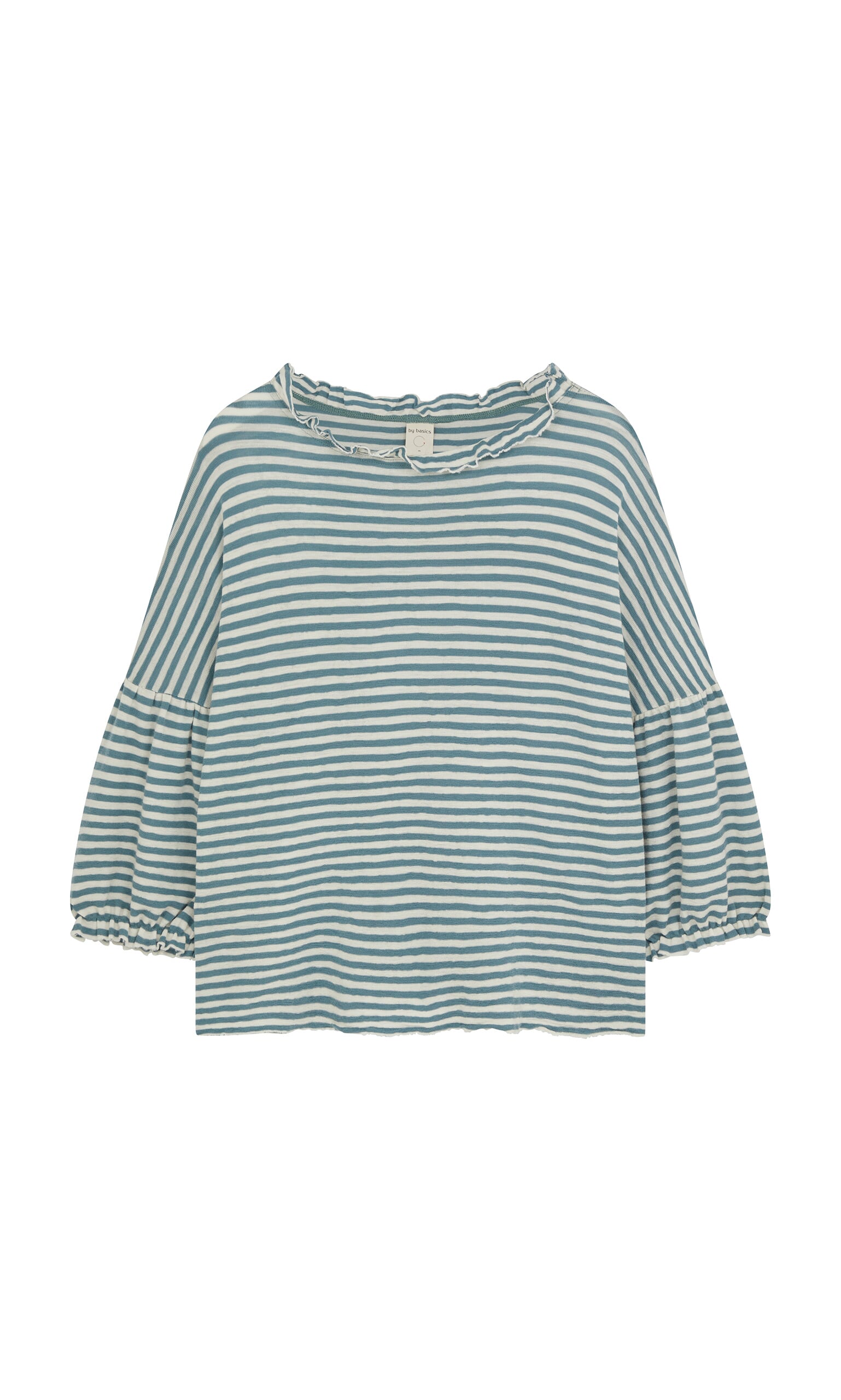Blue Stripe Ruffle Blouse