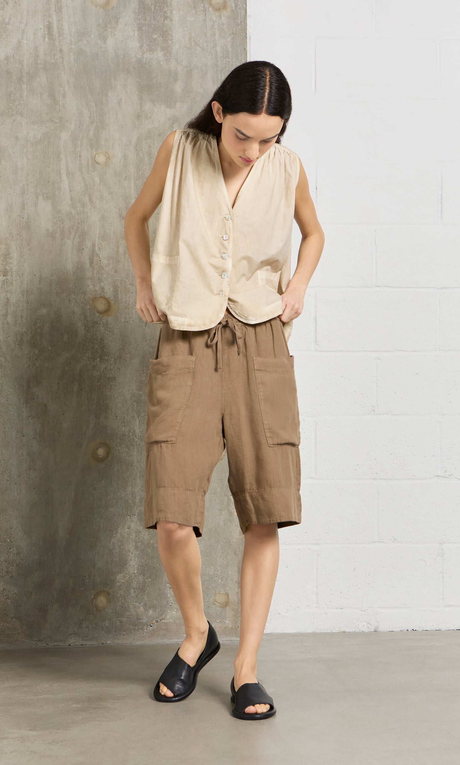 Brown Linen Shorts