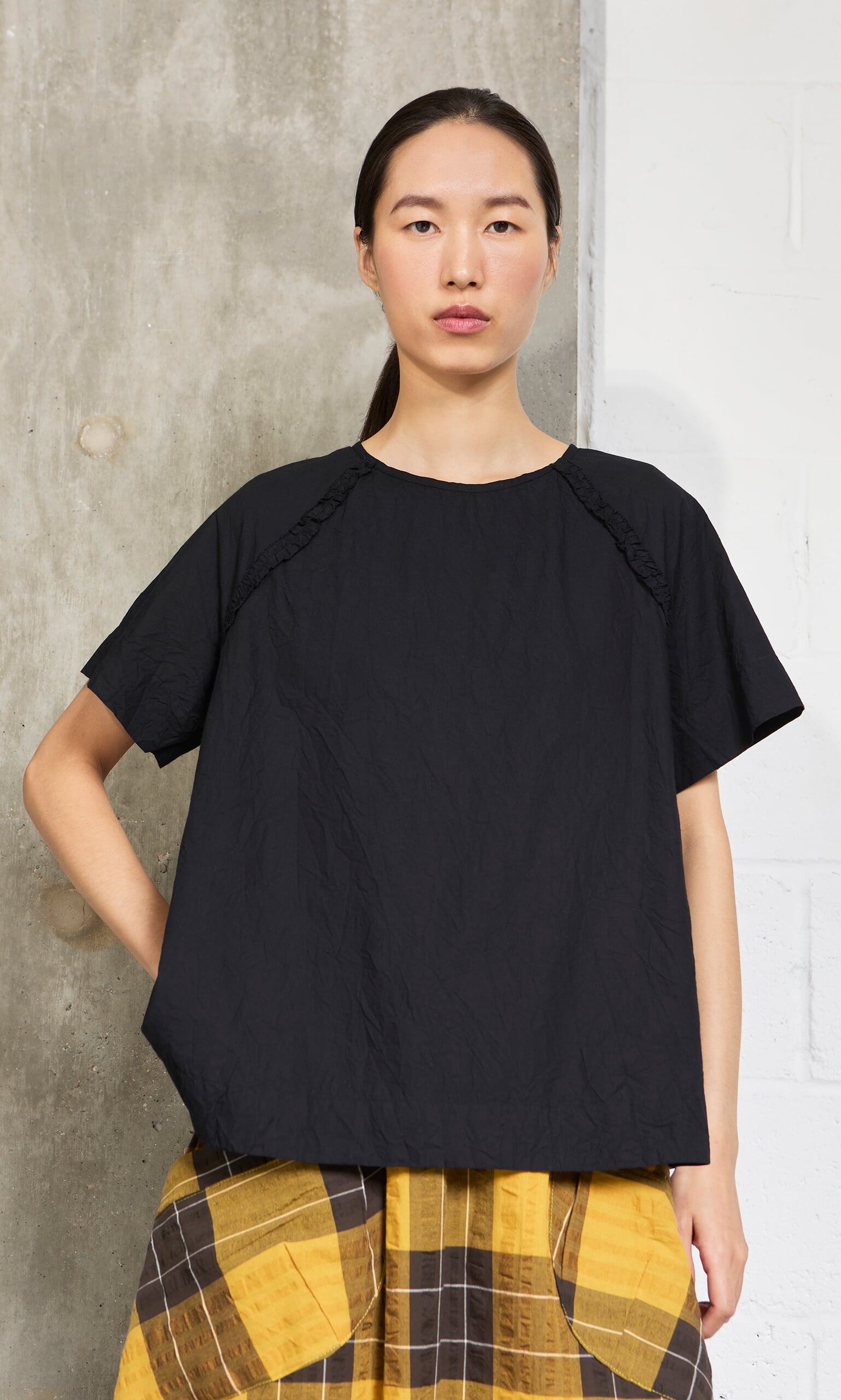 Crinkly Black Blouse