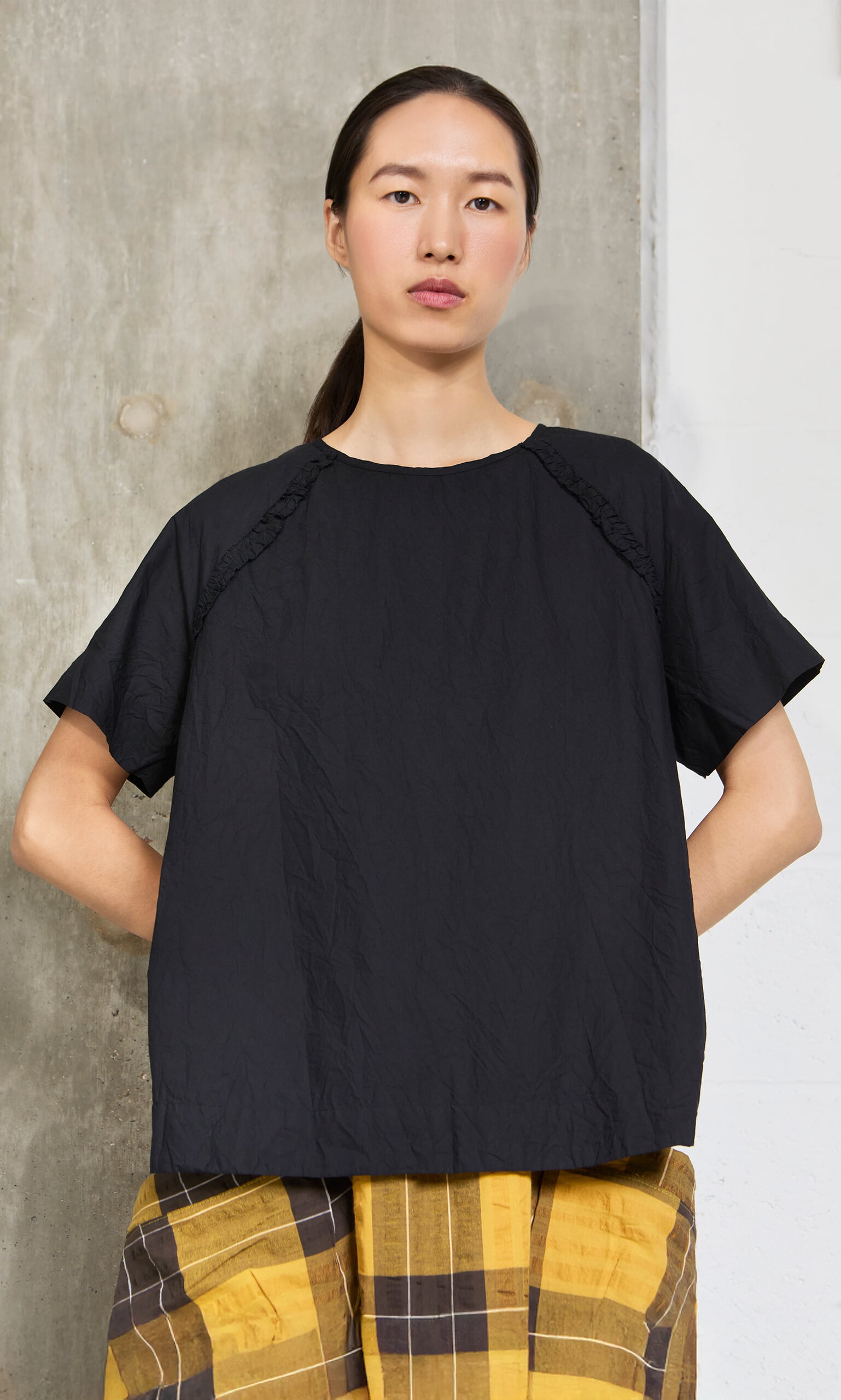 Crinkly Black Blouse